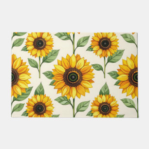 Tapete Padrão Floral de Girassol Sem Costura Amarelo Bril