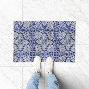 Tapete Padrão Floral de Vintagem do Mediterrâneo Azul e B