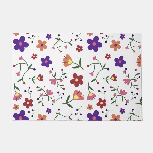 Tapete Padrão Floral Desenhado À Mão (Frente)