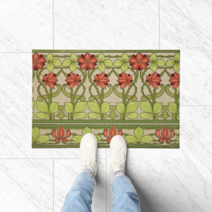 Tapete Padrão Floral em Verde Sálvia Art Nouveau Vintage