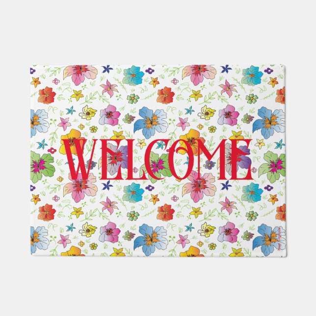 Tapete Padrão Floral Moderno Flor Bem-vindo (Frente)