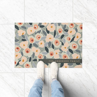 Tapete Padrão Floral Ousado Desenhado à Mão com Tinta - P