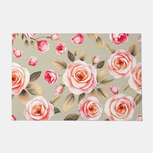 Tapete Padrão Floral Rosa Romântico (Frente)