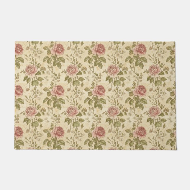 Tapete Padrão Floral Rosa Vintage (Frente)