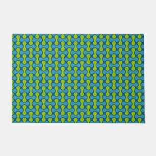 Tapete Padrão geométrico do Abstrato retrô em azul e verd