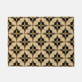 Tapete Padrão Geométrico Elegante em Dourado e Preto