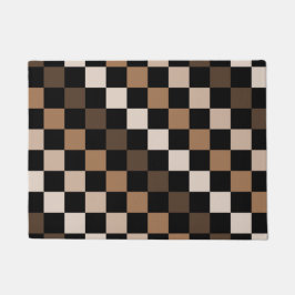 Tapete Padrão Gingham Preto-Castanho Verificado