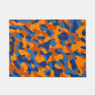 Tapete Padrão Impressão de Camuflagem Laranja Azul