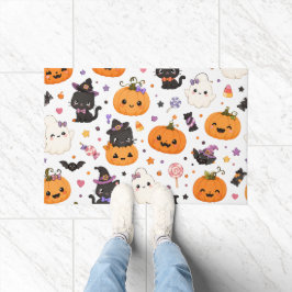 Tapete Padrão Kawaii de Halloween com Abóboras Fofas