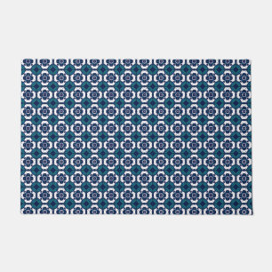 Tapete Padrão legal de mosaico azul e branco