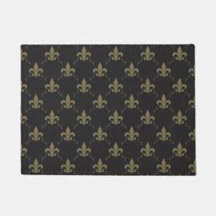 Tapete Padrão Luxuoso Black Fleur De Lis Dourado