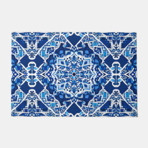 Tapete Padrão mosaico em Indigo e Cobalto Azul