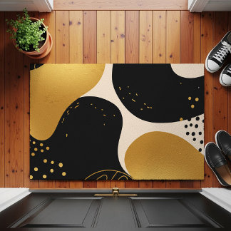Tapete Padrão Orgânico Abstrato Moderno Preto e Dourado