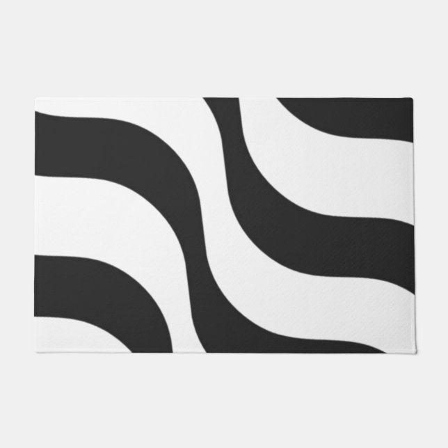 Tapete padrão preto + branco faixa zebra moderna (Frente)