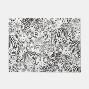 Tapete Padrão Preto De Animais De Tigre-Leopardo