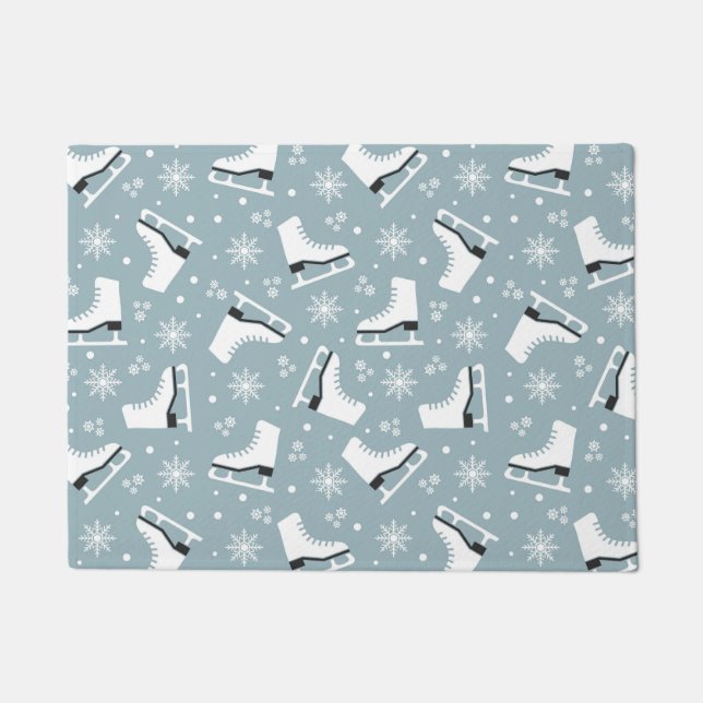 Tapete Padrão temático de inverno com skates de gelo (Frente)