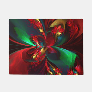 Tapete Padrão Verde Vermelho Abstrato Floral Moderno #11