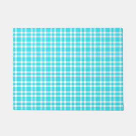 Tapete Padrão Xadrez Azul Branco