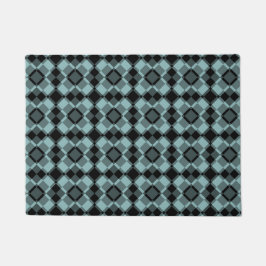 Tapete Padrão Xadrez Azul Preto Argyle