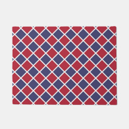 Tapete Padrão Xadrez Diamante Arlequim Vermelho Azul Bran