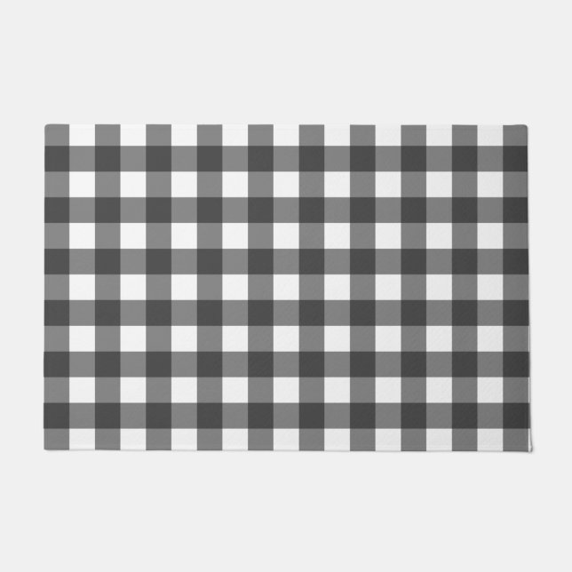 Tapete Padrão Xadrez em Preto e Branco com Impressão Vich (Frente)