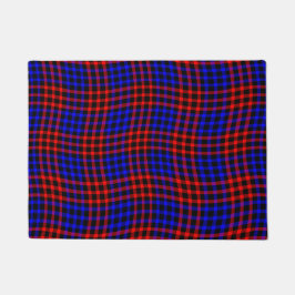 Tapete Padrão Xadrez Quadriculado Vermelho Azul Sem Costu