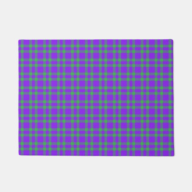Tapete Padrão Xadrez Verde Roxo (Frente)
