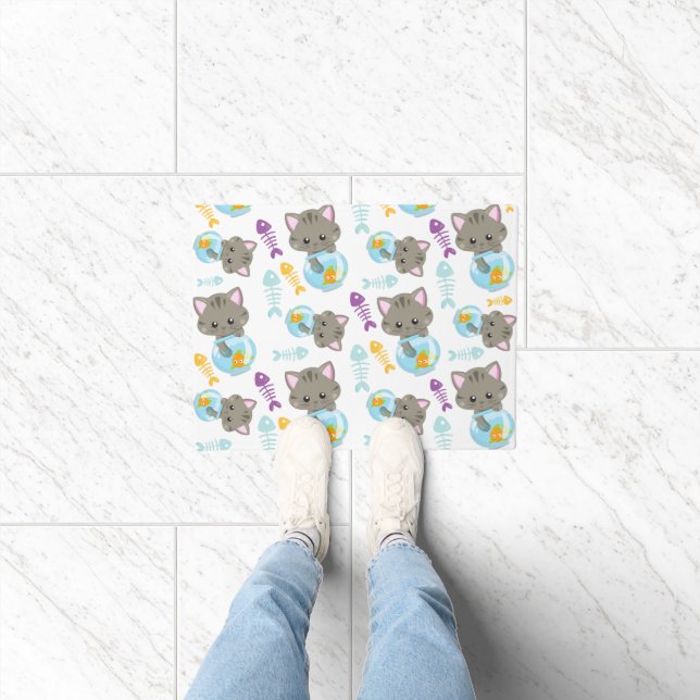 Tapete Padrões De Gatos, Gatos Cutes, Gatinhos, Peixes (Interior)