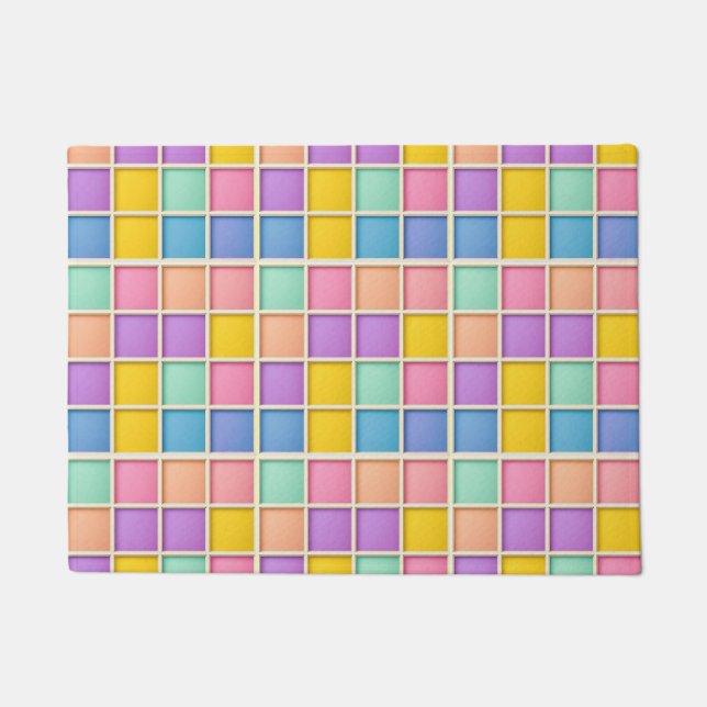 Tapete Painel de Grade Geométrica Colorida (Frente)