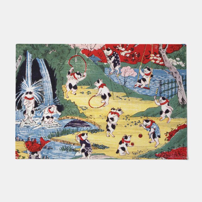 Tapete País dos Gatos Japoneses, Utagawa Kunitoshi (Frente)