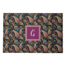 Paisley Vintage Paisley Olhe preto roxo Monograma