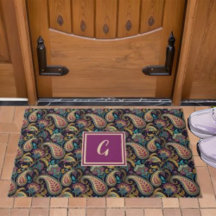 Paisley Vintage Paisley Olhe preto roxo Monograma 