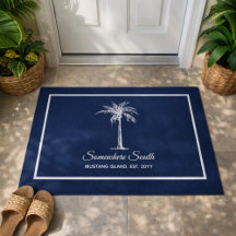Palmeira Azul Elegante Personalizada Branco