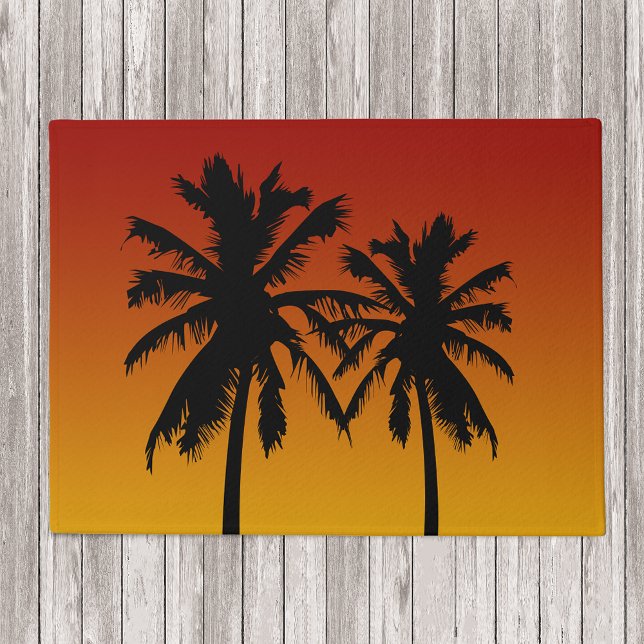 Tapete Palmeiras tropicais Silhouette Red Orange Sunset (Criador carregado)