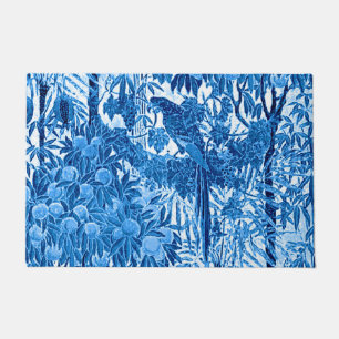 Tapete Papagaio em um Prédio da Selva, Azul Indigo e Bran