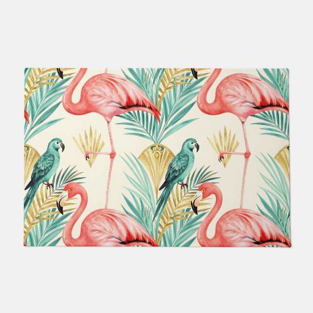 Tapete Papagaio Flamingo Tropical da Selva (Frente)