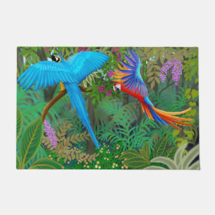 Tapete Papagaios do Macaw no Doormat da selva