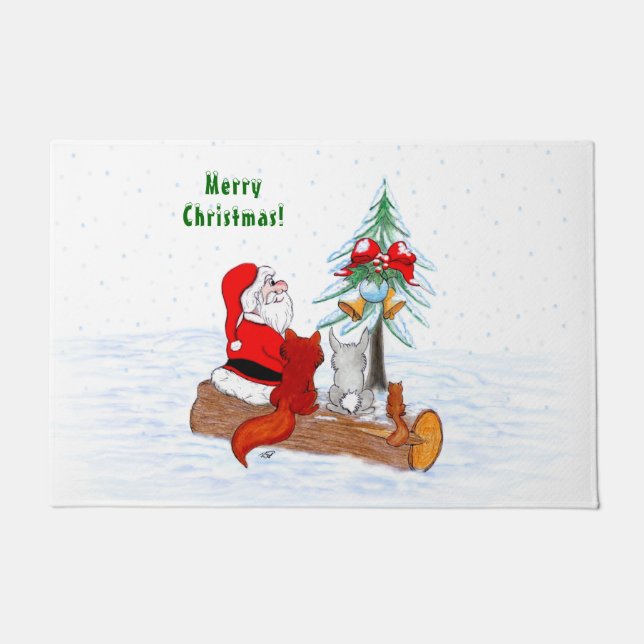 Tapete Papai Noel com Raposa e Esquilo do Coelho (Frente)