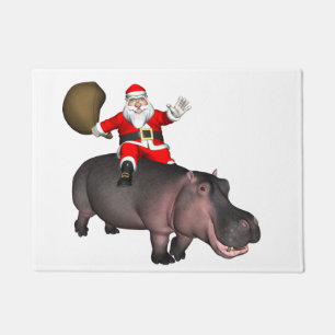 Tapete Papai Noel montado em hipopótamo