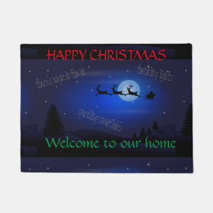 Tapete Papai noel Sleigh bem-vindo. Palavras personalizáv