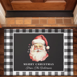 Tapete Papai Noel Vintage em Xadrez Preto Natal Personali