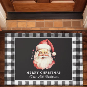Tapete Papai Noel Vintage Xadrez Preto Natal Personalizad