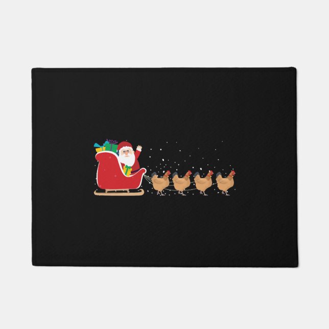 Tapete Papais noeis de frango Sleigh de Natal - Frango En (Frente)
