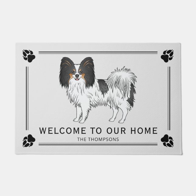 Tapete Papillon Tricolor Fofo Com Texto Personalizado (Frente)
