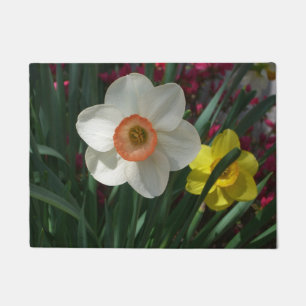 Tapete Par de Daffodils Flores Rosa e Amarelo
