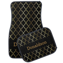 Padrão de Quatrefoil Preto e Dourado | Personaliza