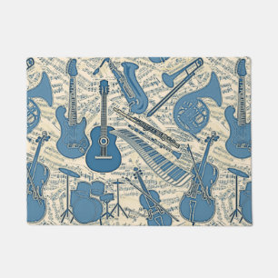 Tapete Partitura e instrumentos azuis/marfim ID481
