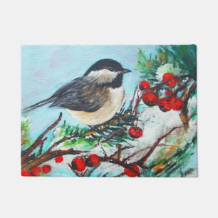 Tapete Pássaro Chickadee-Sweet Winter Black-Capped Chicka