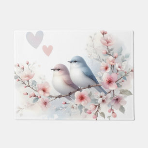 Tapete Pássaros de Amor Romântico Ramo de Flor de Cerejei