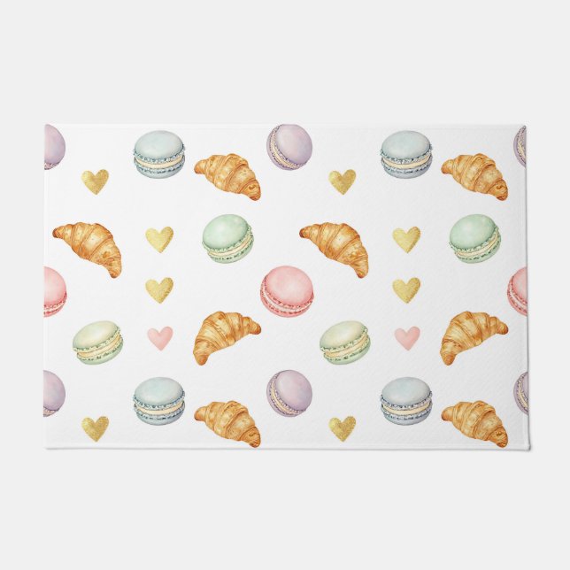 Tapete Pastel Macarons and Croissants Seamless Pattern (Frente)